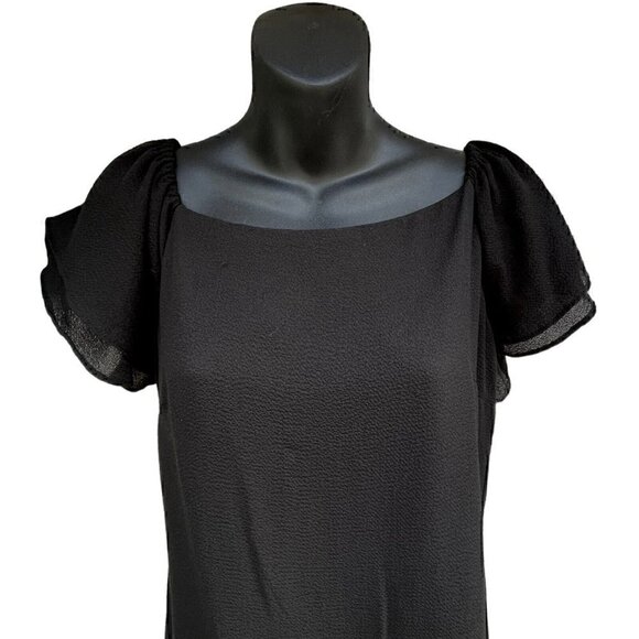 Betsey Johnson Black Sheath Flutter Short Sleeve Knee Length Dress Women’s 6 - Picture 5 of 15